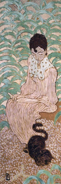 Post-Impressionism: Seated Woman With A Cat, One Of Four Panels Of 'Women In The Garden', 1891 by Pierre Bonnard