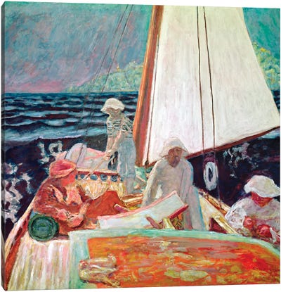 Signac And His Friends Sailing, 1924-25 Canvas Art Print - Pierre Bonnard