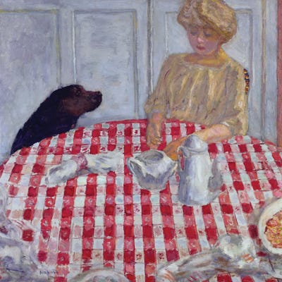 The Red Checked Table Cloth, Or The Dog'S Dinner, 1910 by Pierre Bonnard framed canvas print