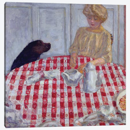 The Red Checked Table Cloth, Or The Dog'S Dinner, 1910 Canvas Print #PIB167} by Pierre Bonnard Canvas Wall Art