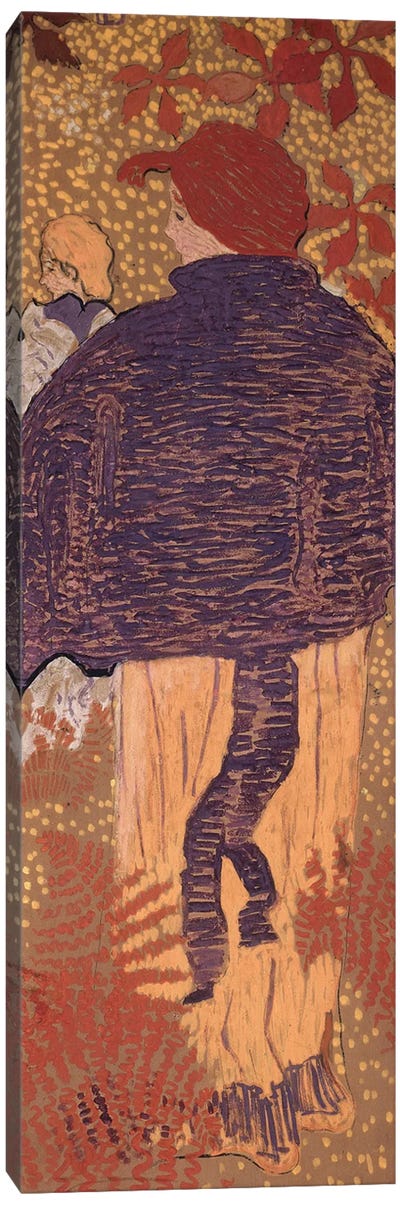 Woman In A Cape, One Of Four Panels Of 'Women In The Garden', 1891 Canvas Art Print - Pierre Bonnard
