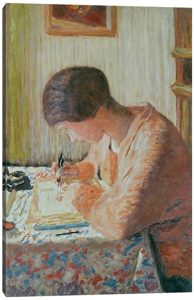 Woman Writing Canvas Art Print - Pierre Bonnard