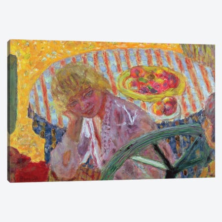 Young Girl With A Striped Tablecloth, 1921 Canvas Print #PIB208} by Pierre Bonnard Canvas Artwork
