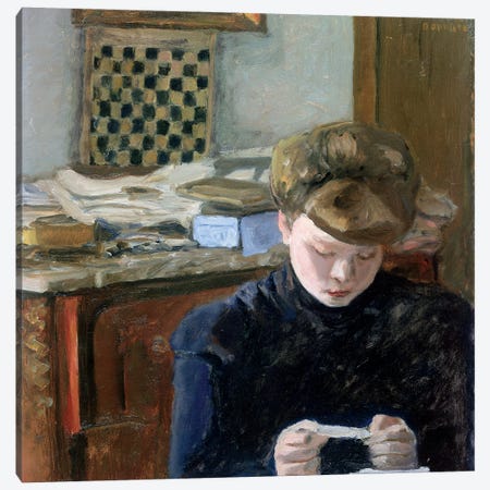 Girl Reading Canvas Print #PIB39} by Pierre Bonnard Canvas Wall Art