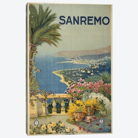 San Remo, Italy Travel Poster Canvas Print #PIC80} by PI Collection Canvas Art