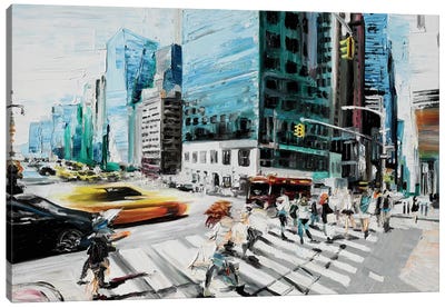 Walking In The Streets Canvas Art Print - Piero Manrique