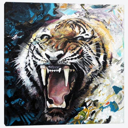 Tiger Roar Canvas Print #PIE93} by Piero Manrique Canvas Print
