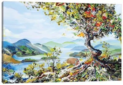Tree With Mountains Canvas Art Print - Piero Manrique