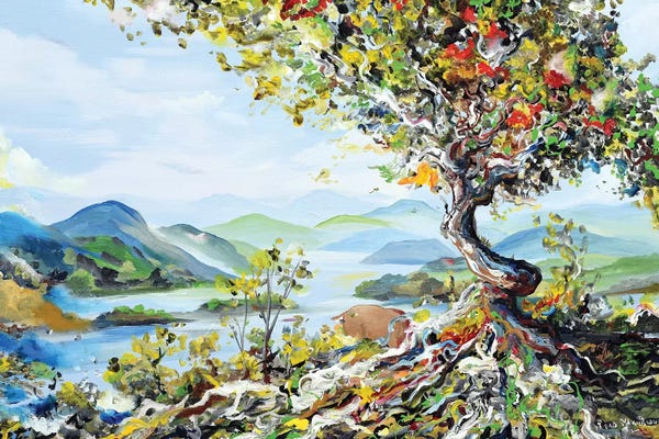 Piero Manrique: Tree With Mountains by Piero Manrique