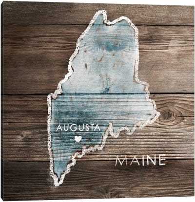 Maine Rustic Map Canvas Art Print - PI Galerie