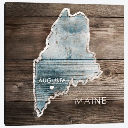 Maine Rustic Map Canvas Print #PIG160} by PI Galerie Canvas Print