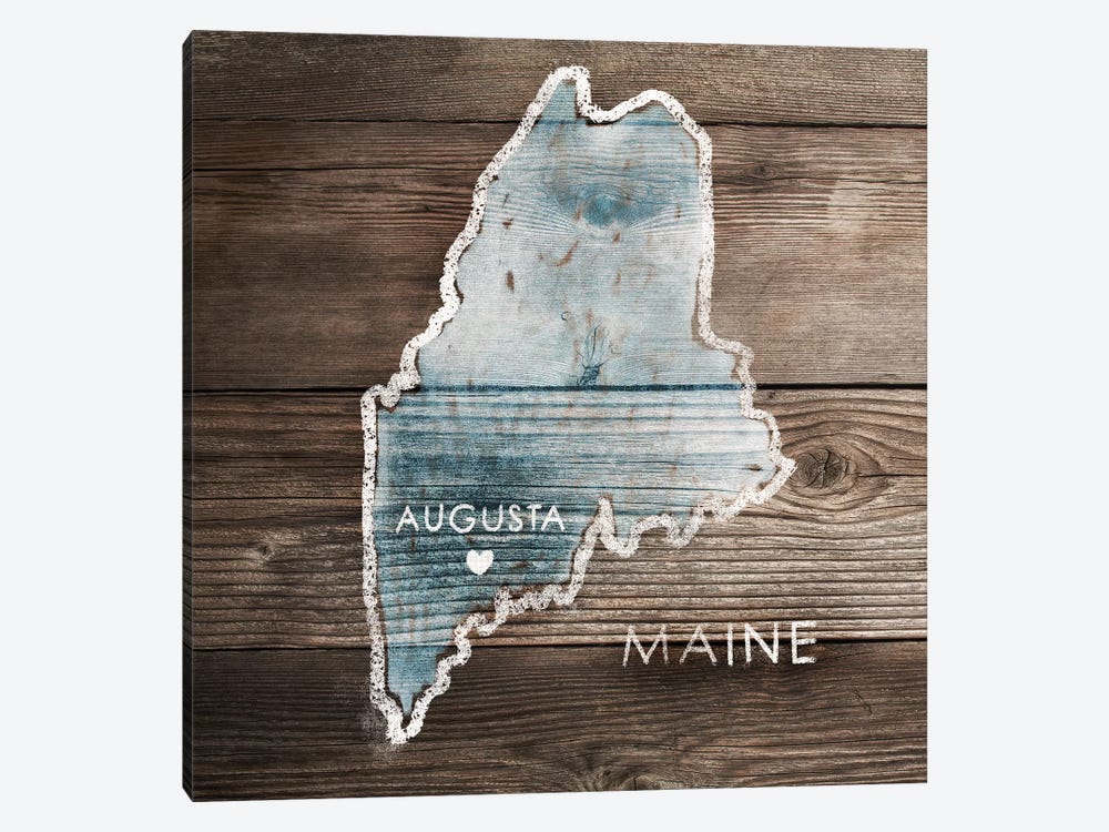 Maine Rustic Map by PI Galerie 1-piece Canvas Artwork
