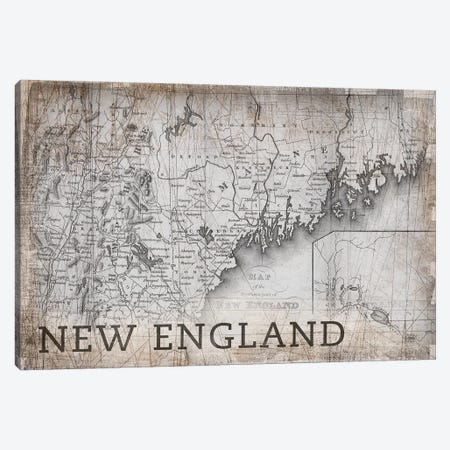New England Map, Vintage Canvas Print #PIG177} by PI Galerie Canvas Print