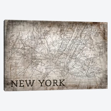 New York Map, Vintage Canvas Print #PIG178} by PI Galerie Canvas Wall Art