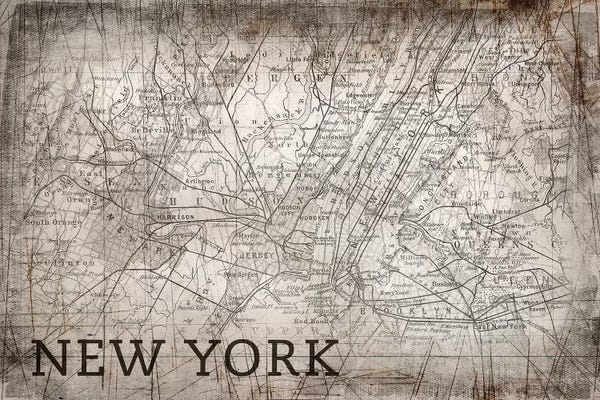 New York Map, Vintage