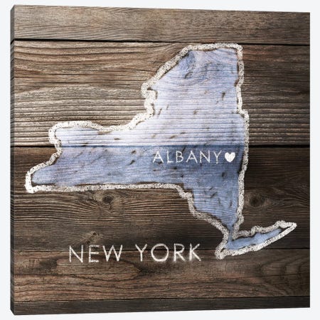 New York Rustic Map Canvas Print #PIG179} by PI Galerie Canvas Wall Art