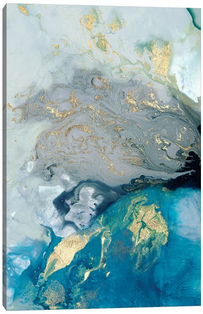 Ocean Splash I Canvas Art Print - Teal Art