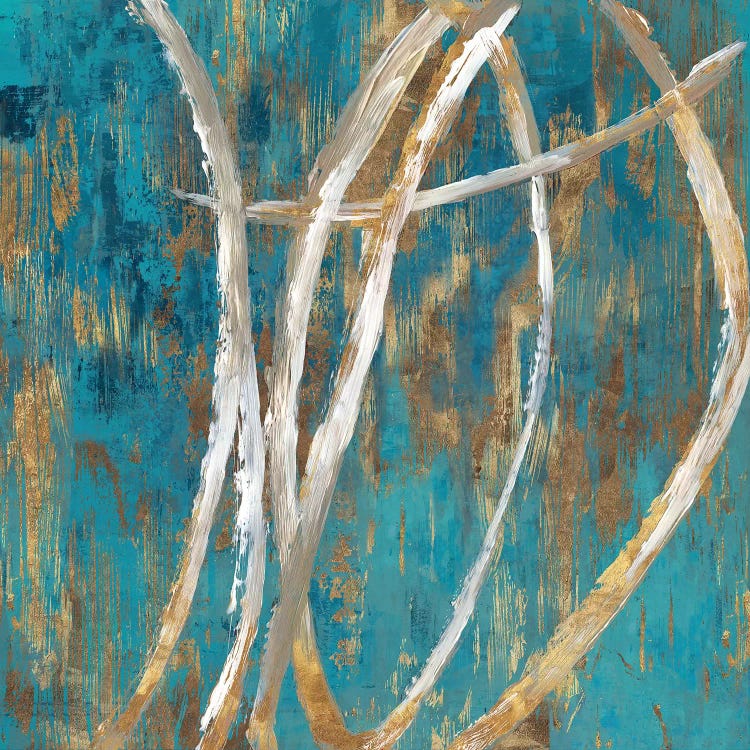 Teal Abstract II Canvas Wall Art by PI Galerie iCanvas