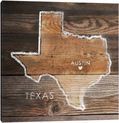 Texas Rustic Map Canvas Art Print - PI Galerie