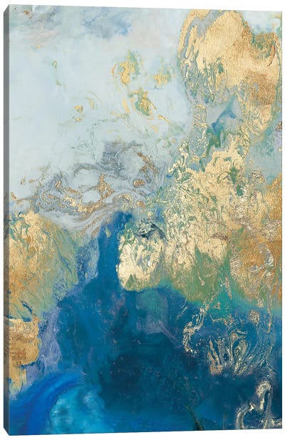 Ocean Splash II Canvas Art Print - Royal Blue & Silver