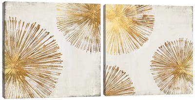 Gold Star Diptych Canvas Art Print - Gold Abstract Art