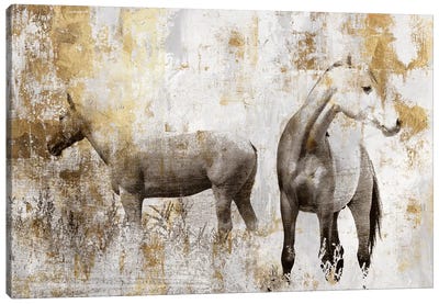 Equestrian Gold II Canvas Art Print - Gold & White Art