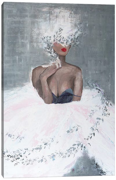 Lady Mistletoe Canvas Art Print - White Art