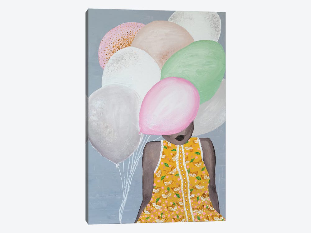 Lady Sweet Balloon by Piia Pievilainen 1-piece Canvas Wall Art