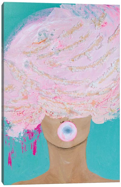 Lady Bubblelicious Canvas Art Print - Bubble Gum