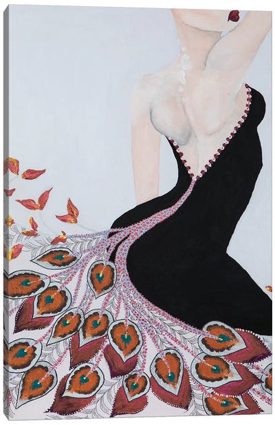 Lady Peacock Canvas Art Print - Piia Pievilainen