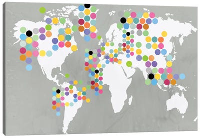 World Map Grey Canvas Art Print