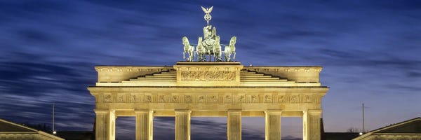 Berlin: Quadriga statue on Brandenburg Gate, Pariser Platz, Berlin, Germany by Panoramic Images