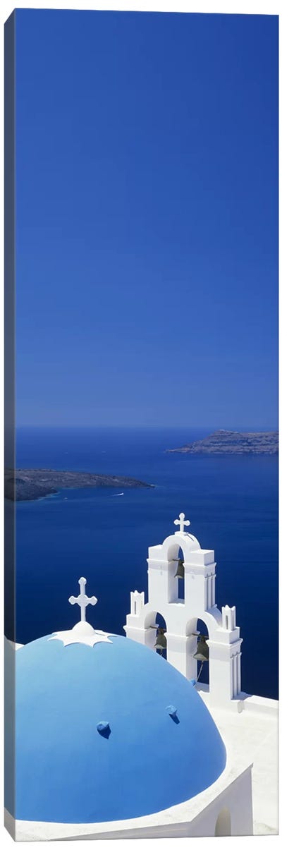 High angle view of a church, Firostefani, Santorini, Cyclades Islands, Greece Canvas Art Print - Religion & Spirituality Art