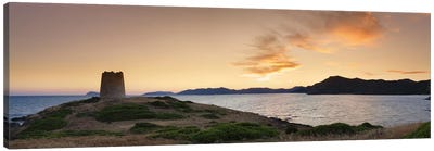 Tower at the seaside, Saracen Tower, Costa del Sud, Sulcis, Sardinia, Italy Canvas Art Print - Lake & Ocean Sunrise & Sunset Art