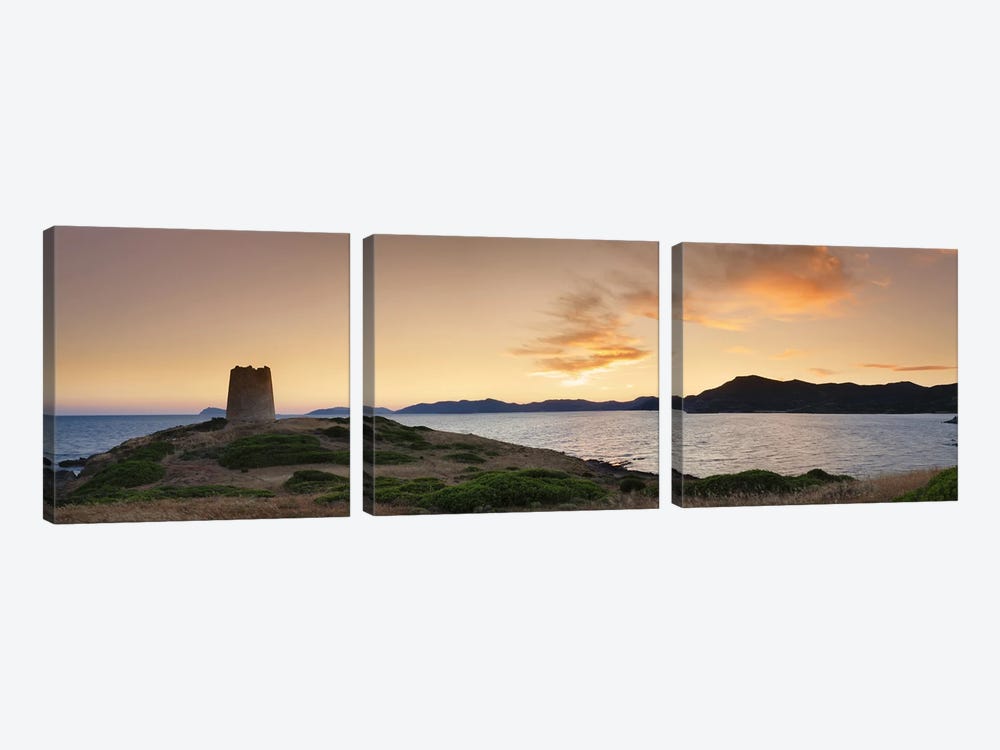 Tower at the seaside, Saracen Tower, Costa del Sud, Sulcis, Sardinia, Italy by Panoramic Images 3-piece Canvas Wall Art