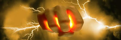 Lightning coming out of hand by Panoramic Images multi panel art