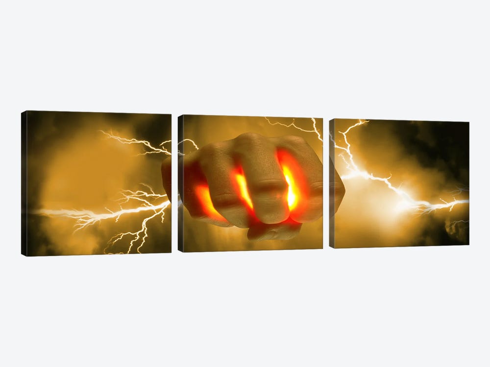 Lightning coming out of hand by Panoramic Images 3-piece Canvas Artwork