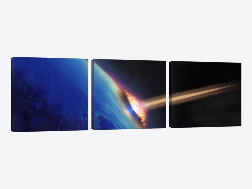 Comet crashing into earth by Panoramic Images 3-piece Canvas Print
