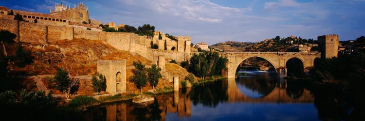 Historic Landscape Along Rio Tajo Featuring Puente de San Martin, Toledo, Spain