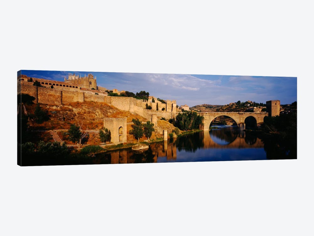 Historic Landscape Along Rio Tajo Featuring Puente de San Martin, Toledo, Spain by Panoramic Images 1-piece Canvas Wall Art