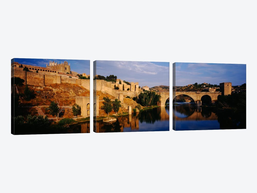 Historic Landscape Along Rio Tajo Featuring Puente de San Martin, Toledo, Spain by Panoramic Images 3-piece Canvas Art