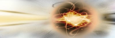 Atom collision by Panoramic Images framed canvas print