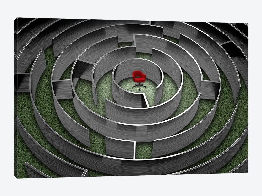 Red chair in middle of maze by Panoramic Images 1-piece Art Print
