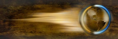 Globe with streaks of lights by Panoramic Images canvas print