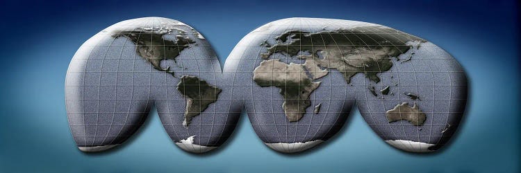 Map of world from Goode's homolosine projection