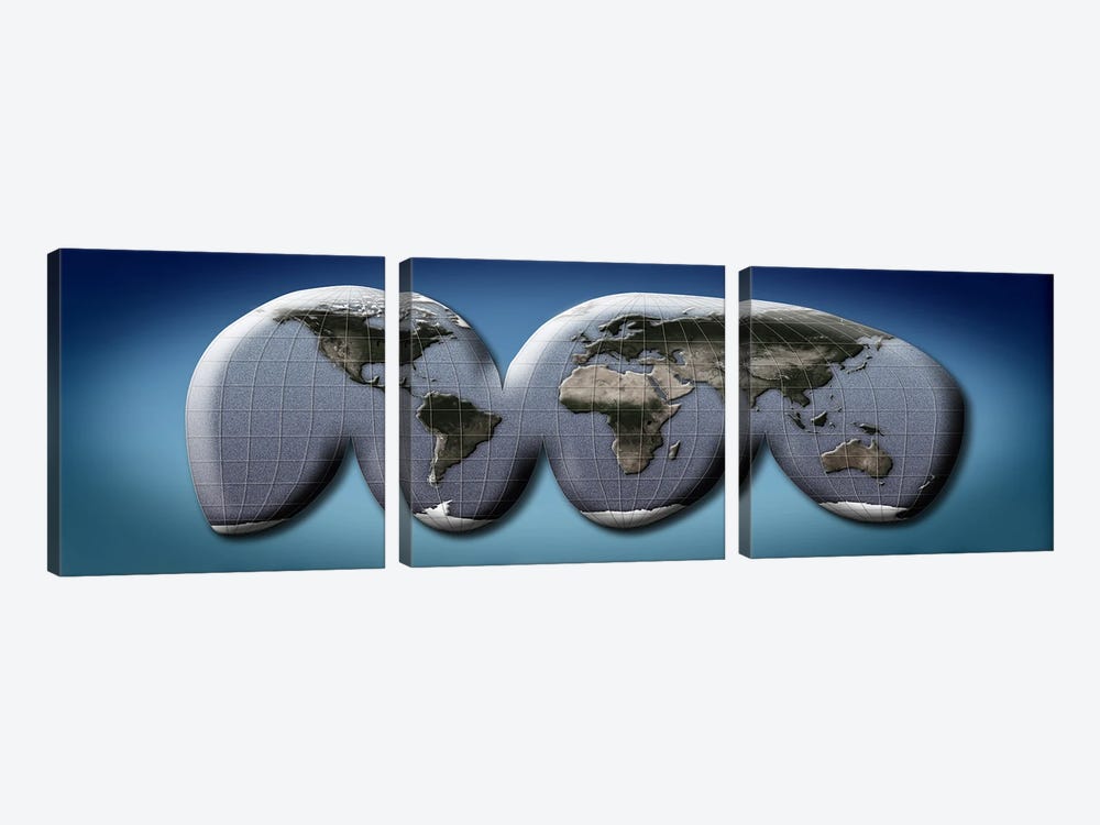 Map of world from Goode's homolosine projection by Panoramic Images 3-piece Art Print