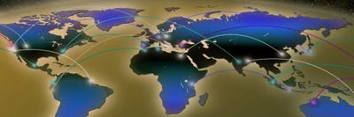 Map with communication lines by Panoramic Images canvas print