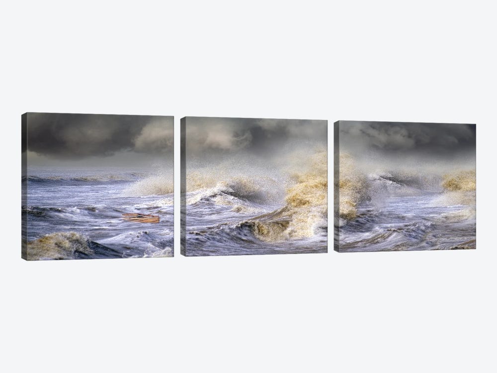 Small boat in storm by Panoramic Images 3-piece Canvas Wall Art