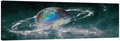 Earth in star field Canvas Art Print - Planet Art