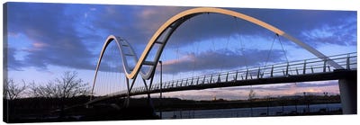 Modern bridge over a riverInfinity Bridge, River Tees, Stockton-On-Tees, Cleveland, England Canvas Art Print - Bridge Art